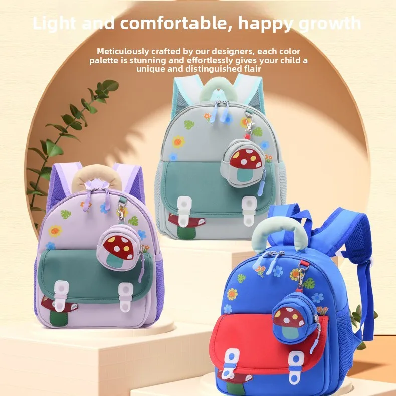 Cartoon Stylish Backpack, Kids Boys Girls Cartoon Motif Schoolbag Cute Mini Lightweight Bag with Coin Purse