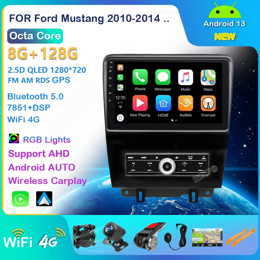 

For Ford Mustang V S-197 2009 - 2014 Car Radio Multimedia Video Player GPS Navigation Carplay Rear camera Bluetooth 4G