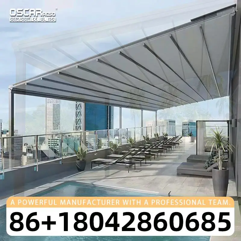 Motorized Retractable Outdoor Folding Roof for Terrace Patio Backyard Custom Alloy Pergola and Canopy Ideal for US UK Markets Re