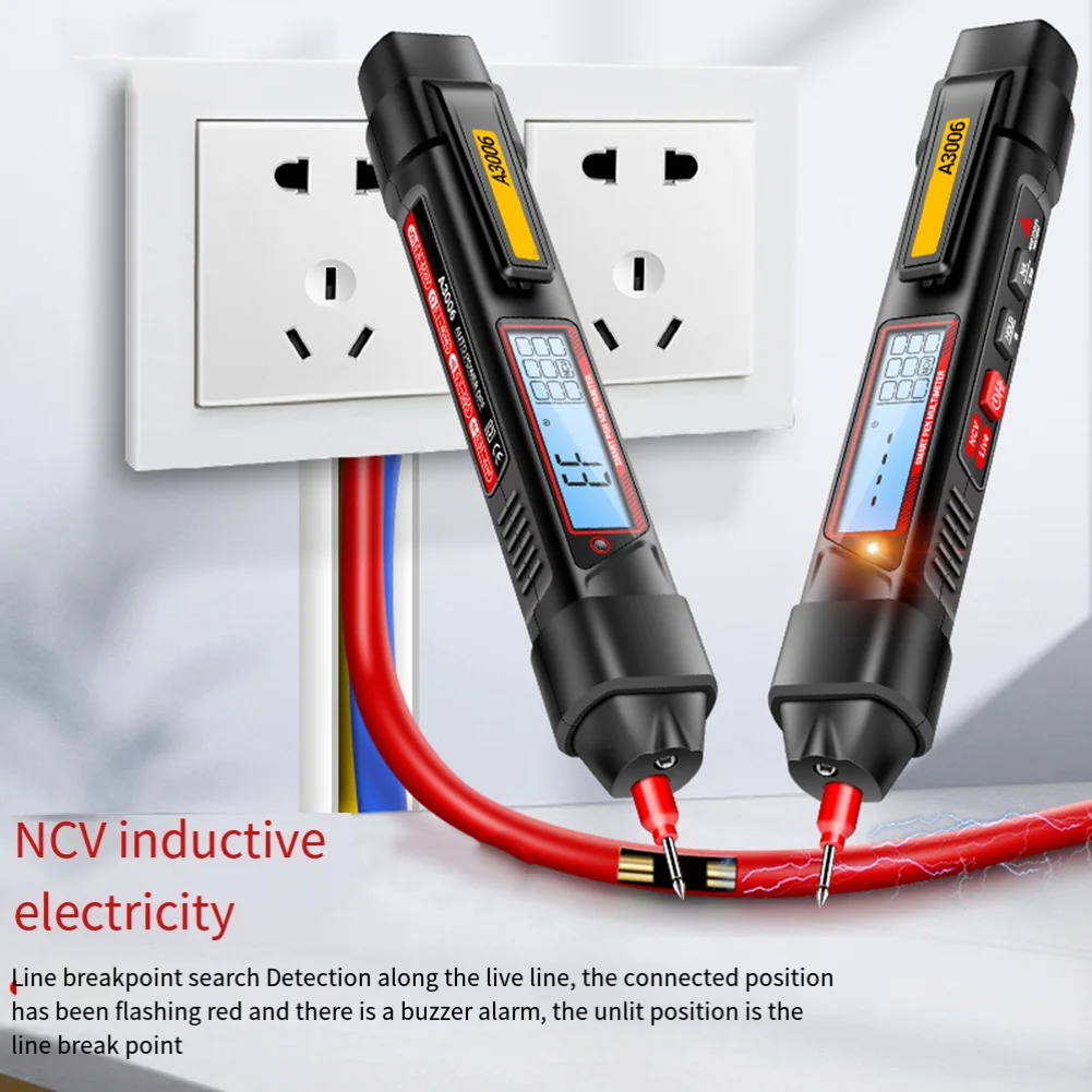 Automatic Range Multimeter AC Voltage Tester For Electricians Removable Pen Tip Silver-plated Tip Auto Shutdown