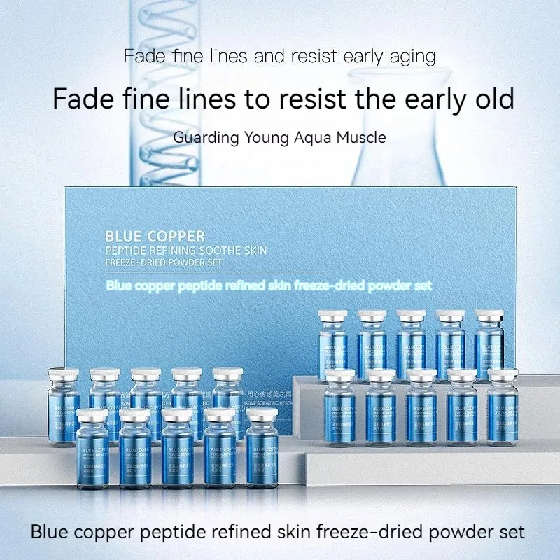 

20pcs Blue Copper Peptide Freeze-Dried Powder Set Oligopeptide Anti Wrinkle Essence Shrink Pores Acne Treatment Skincare Serum