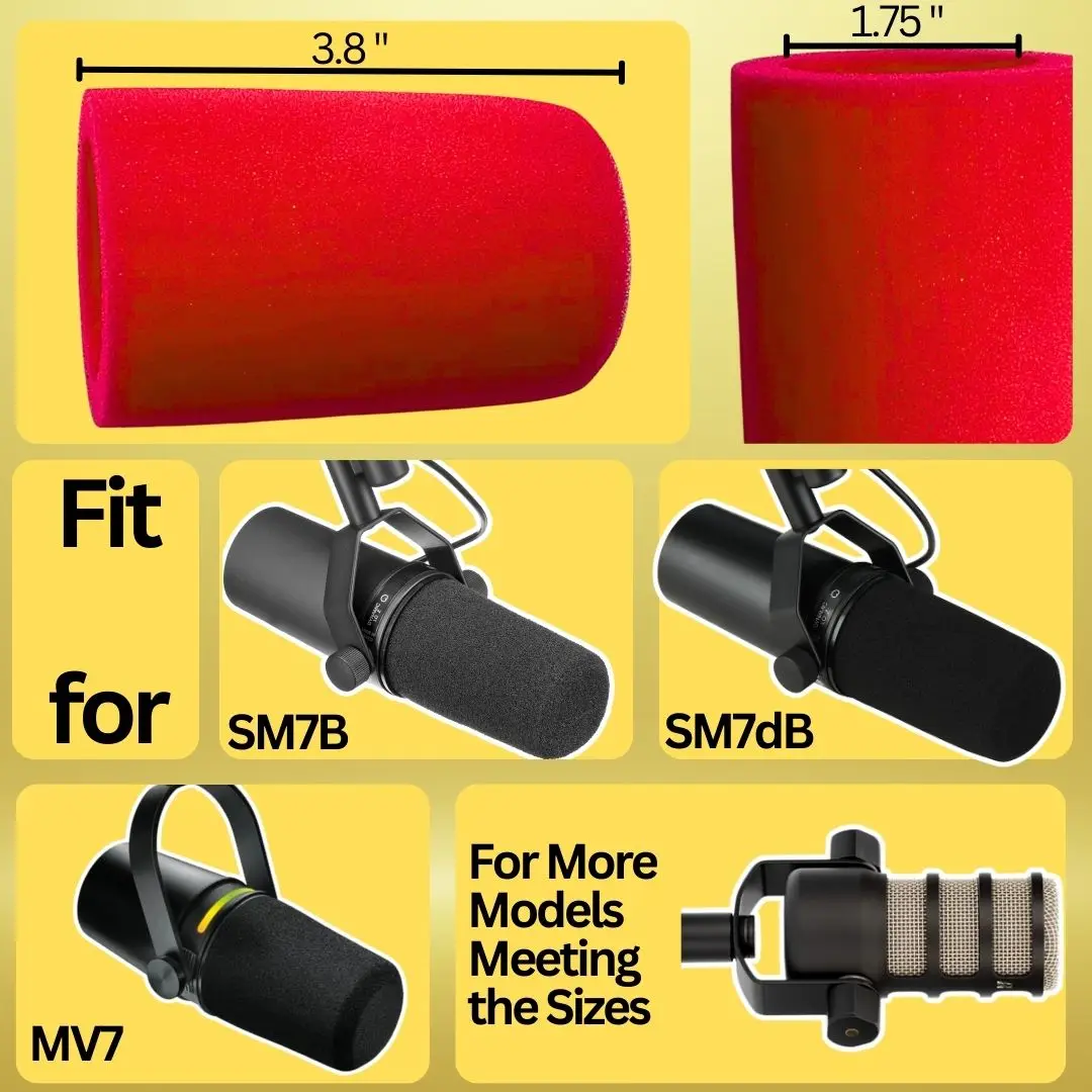 SM7B Coperture per parabrezza in schiuma con anello per Shure SM7B SM7dB Accessorio originale con filtro anti-pop RK345 (rosa, rosso, viola, blu)