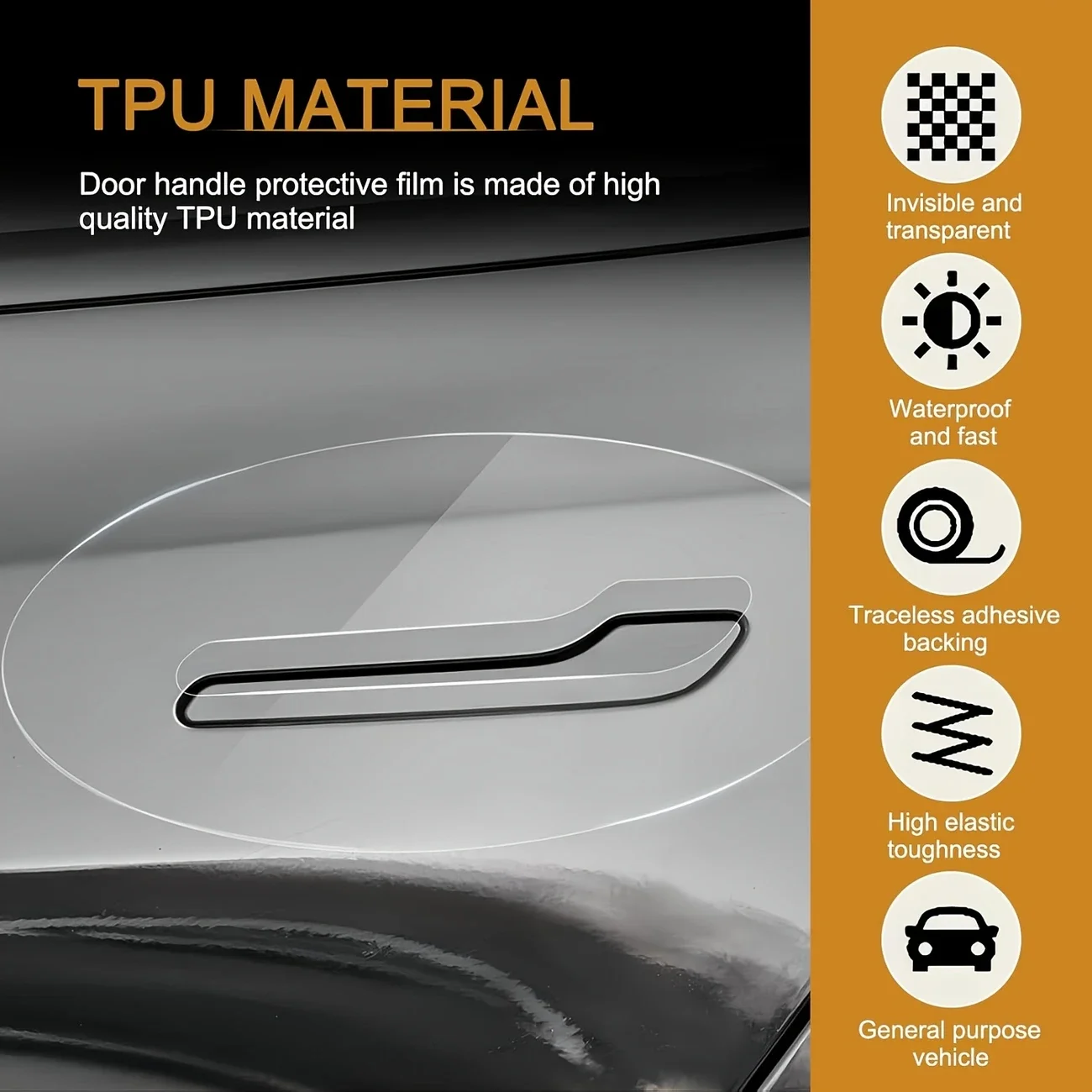 

4pcs Car door Handle Stickers Protective Film Scratch-Resistant Handles Stickers Films Waterproof Car Protective Equipment