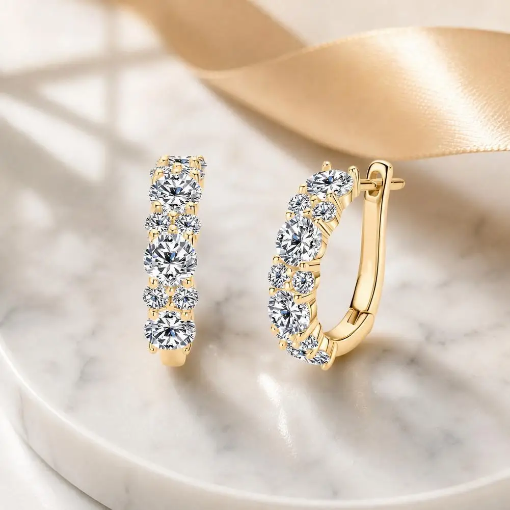 Secure Closure Earrings 1 Pair Ear-buckle Earrings Layered Circle Jewelry with Cubic Zirconia Easy-to-wear Round for Wear