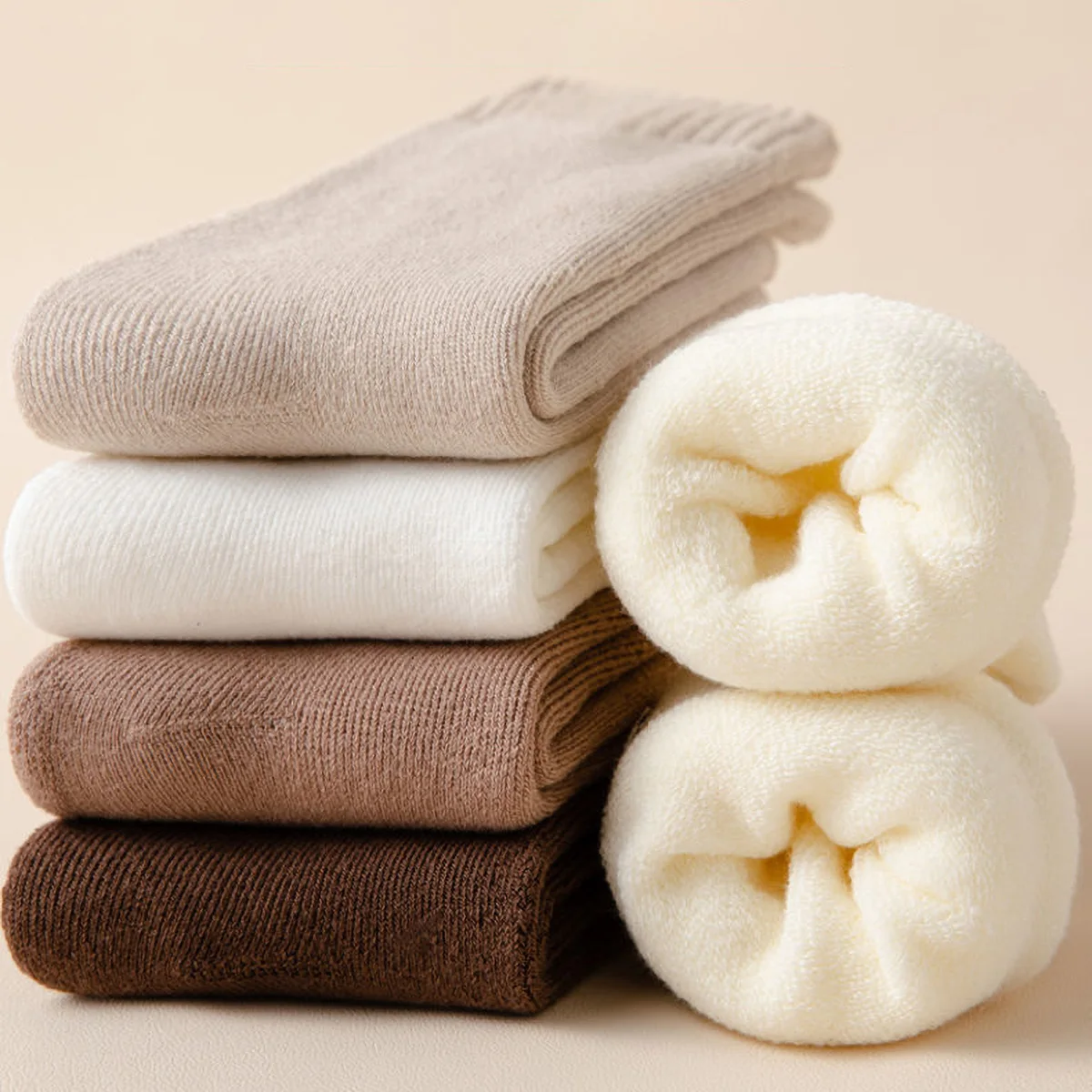1 Paar verdickte warme Mid-Tube-Frottee-Socken für den Winter, geeignet für den Schlaf oder jeden Anlass