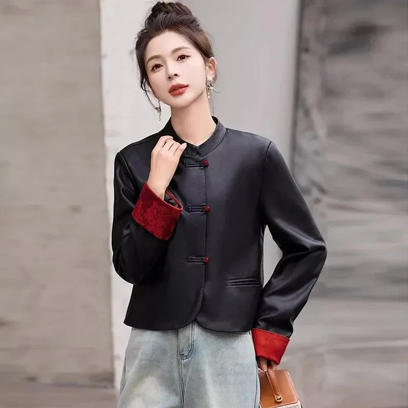 Coreano novas mulheres primavera outono moda curta jaqueta de couro preto feminino qualidade superior jaqueta de couro falso topos tamanho grande 4xl l30