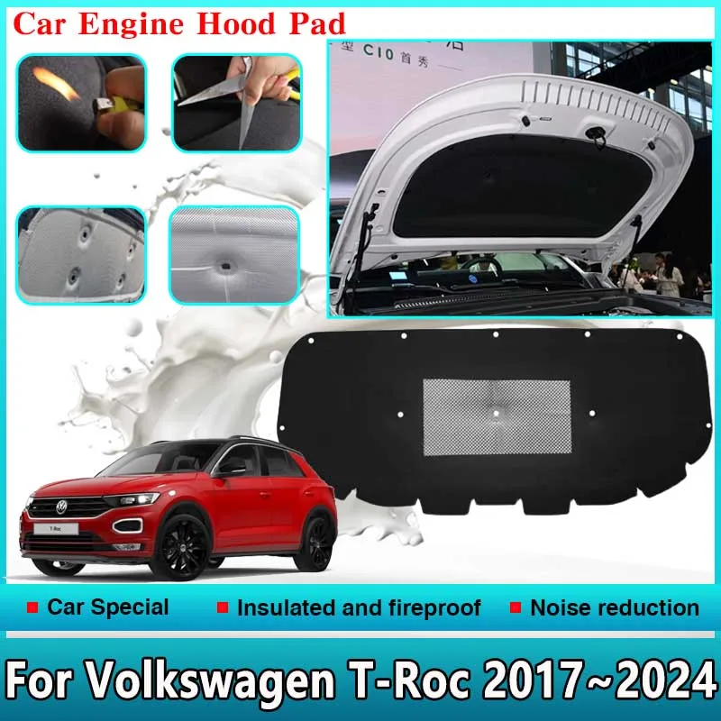 

For Volkswagen VW T-Roc 2017~2024 A11 D11 Car Engine Hood Sound Pad Front Heat Insulation Cotton Cover Fireproof Car Accessories