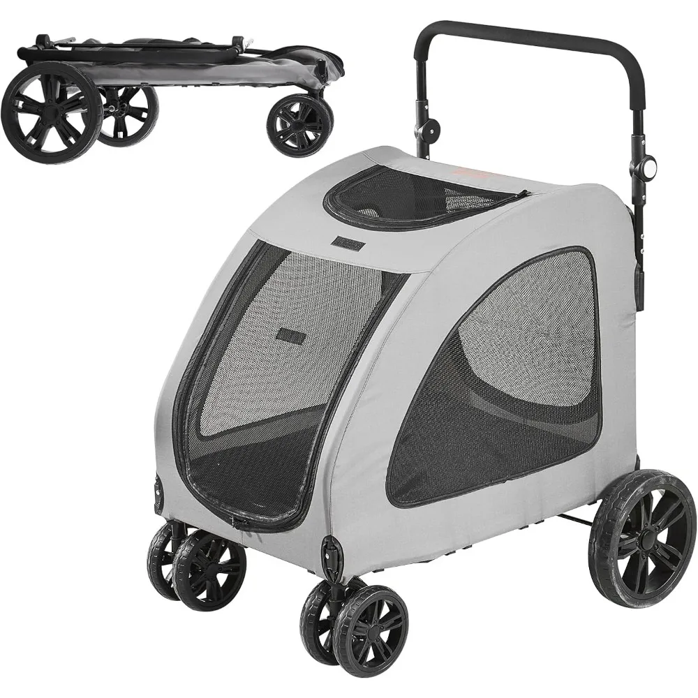 

Extra Large Pet Stroller for Dogs Up to 160lbs, Adjustable Handle, Fits 2 Dogs