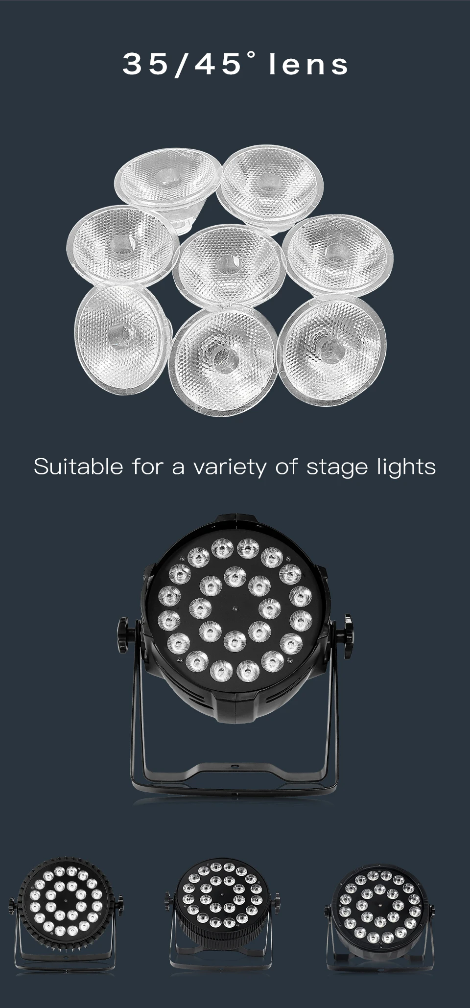Led Par Licht Objektiv Mit Schwarz Unterstützung Verwenden Für 18x12w 7x12w 12x12w 36x10w Led Bühne Licht – Detail 5