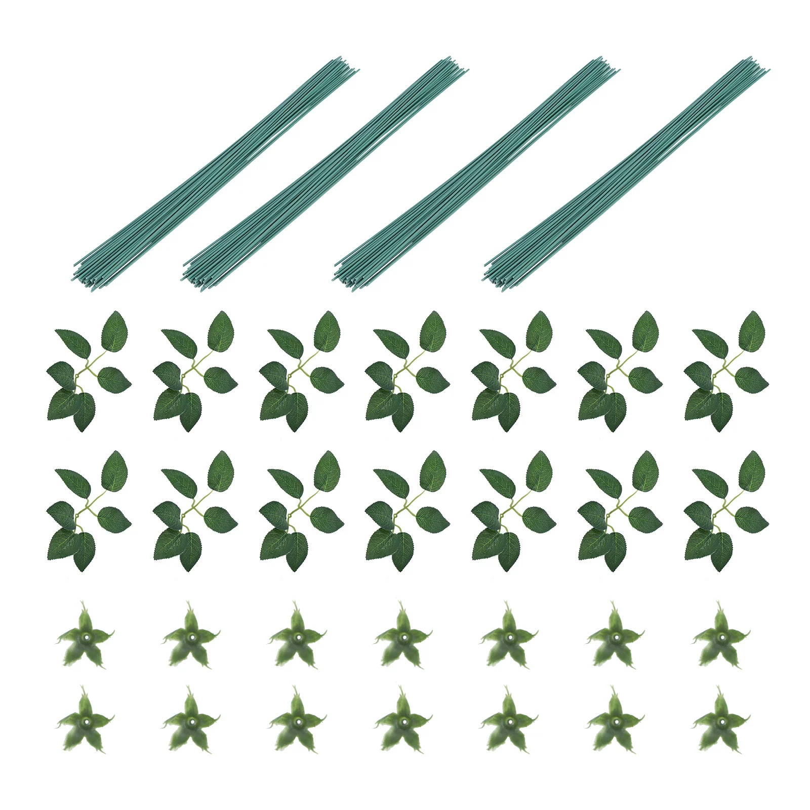 

90pcs Flower Stem Green For Diy Artificial Flower Making Fake Plant Leaves Handmade Material Floral Arrangement Tape