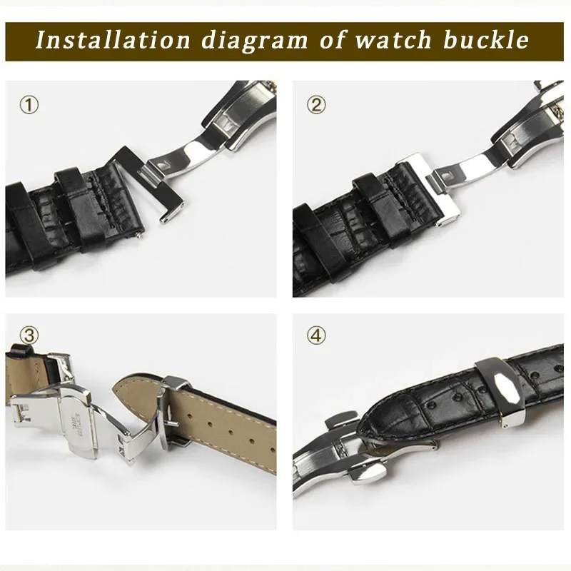 Fibbia a farfalla 12mm 14mm 16mm 18mm 20mm 22mm Cinturino in acciaio inossidabile Pulsante Matte Doppia pressa Chiusura pieghevole deployante