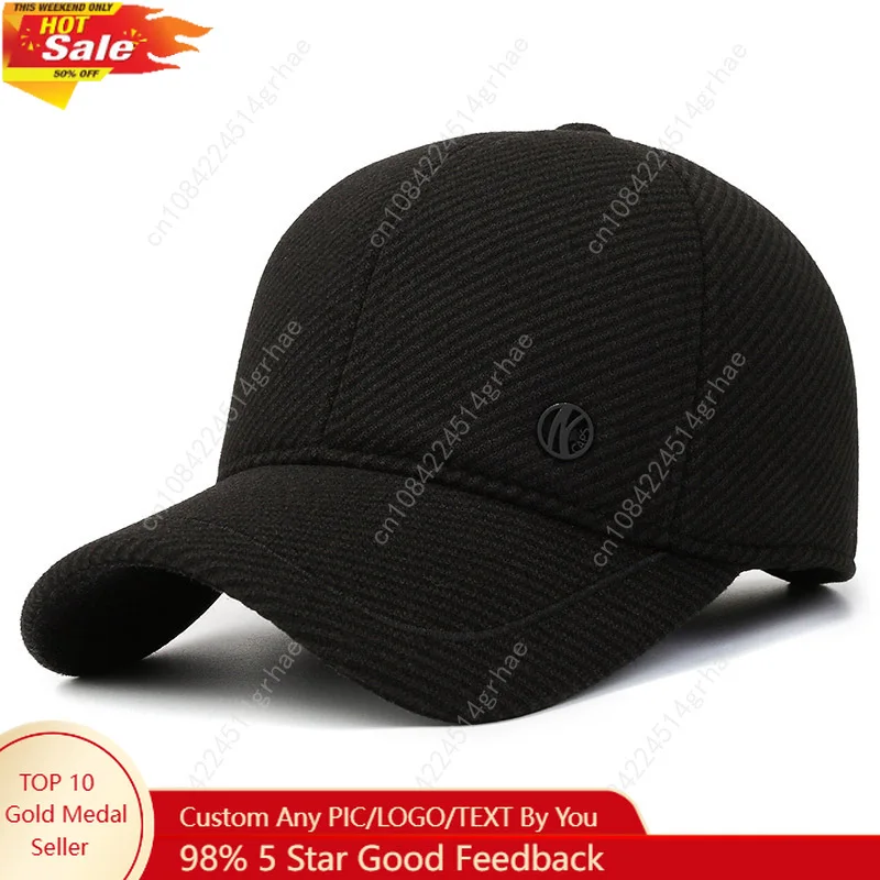 Auturnn Thick Warm Men Winter Baseball Cap With Ear Flaps, Ideal choice for Gifts