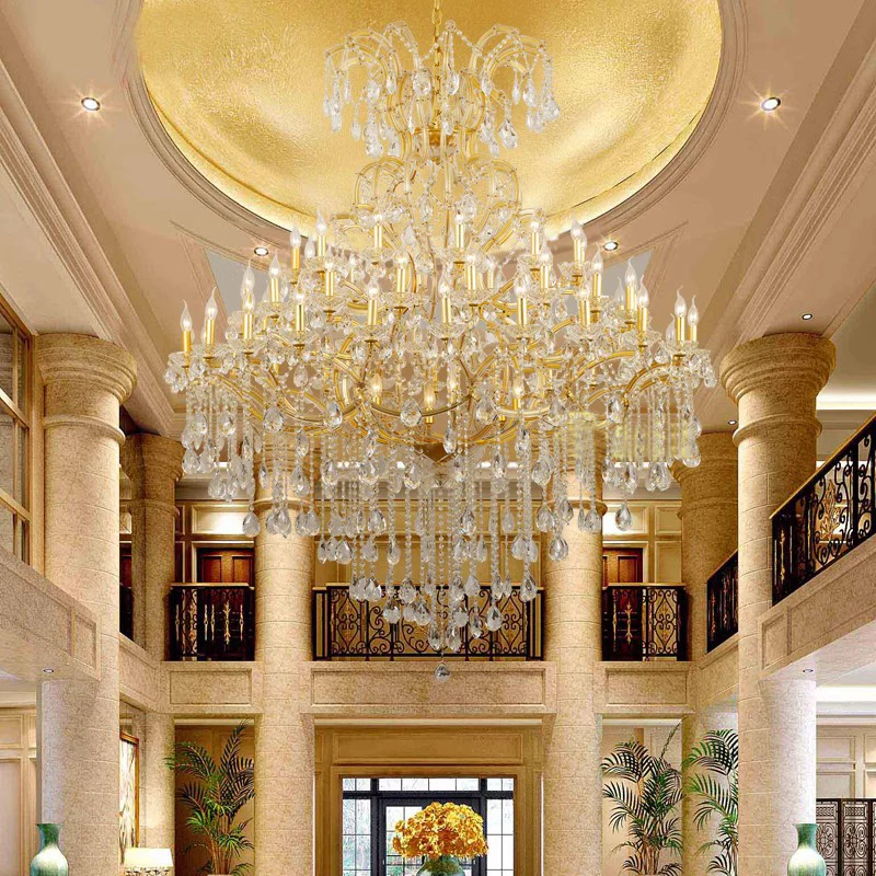Luxury Large Crystal Chandelier - Modern Led Candle Chandelier For Hotel Lobby Villa Living Room & Entryway Lighting