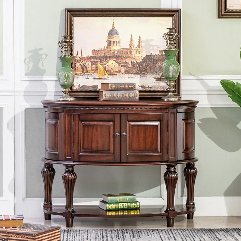 Table de porche européenne en bois massif, armoire de séparation, armoire de porche américaine, longue table contre le couloir mural