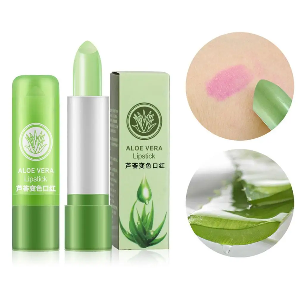 Bálsamo labial de Aloe Vera que cambia de Color, brillo de labios impermeable, cambio de temperatura, lápiz labial antiadherente, Cosméticos hidratantes, antiseco, N1i9