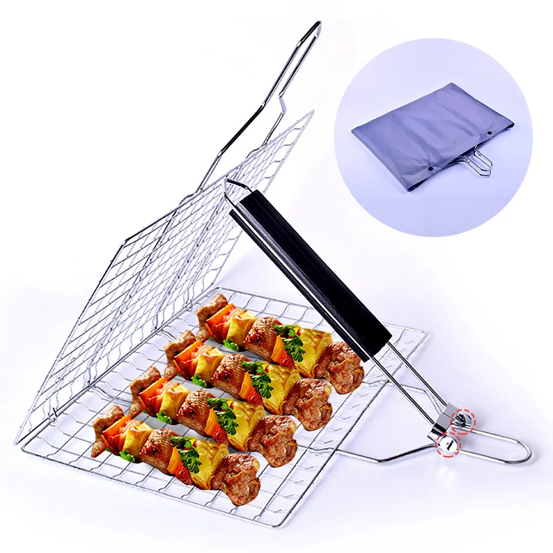 Non Stick BBQ Grilling Basket Stainless Steel Grill Mesh Mat Meat Vegetable Steak Grill BBQ Net Outdoor BBQ Picnic Barbecue Tool