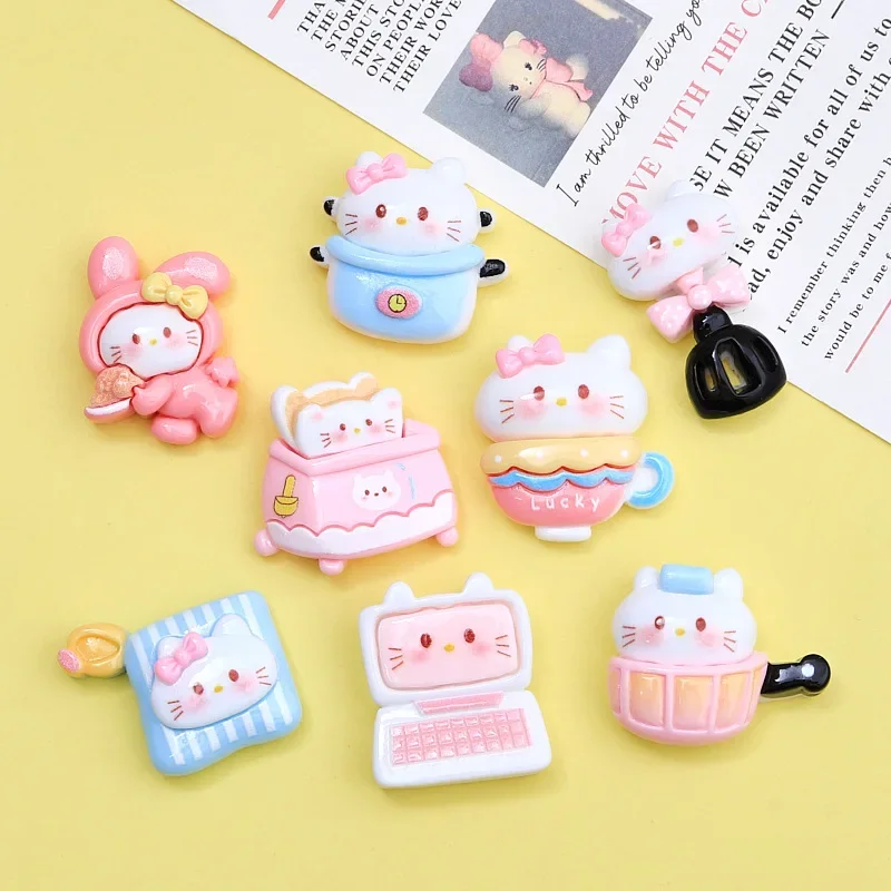 

5 шт., милый hello kitty, мультяшная смола с плоской задней частью, сделай сам, каваи, аксессуары из смолы, материалы для рукоделия, украшение для скрапбукинга