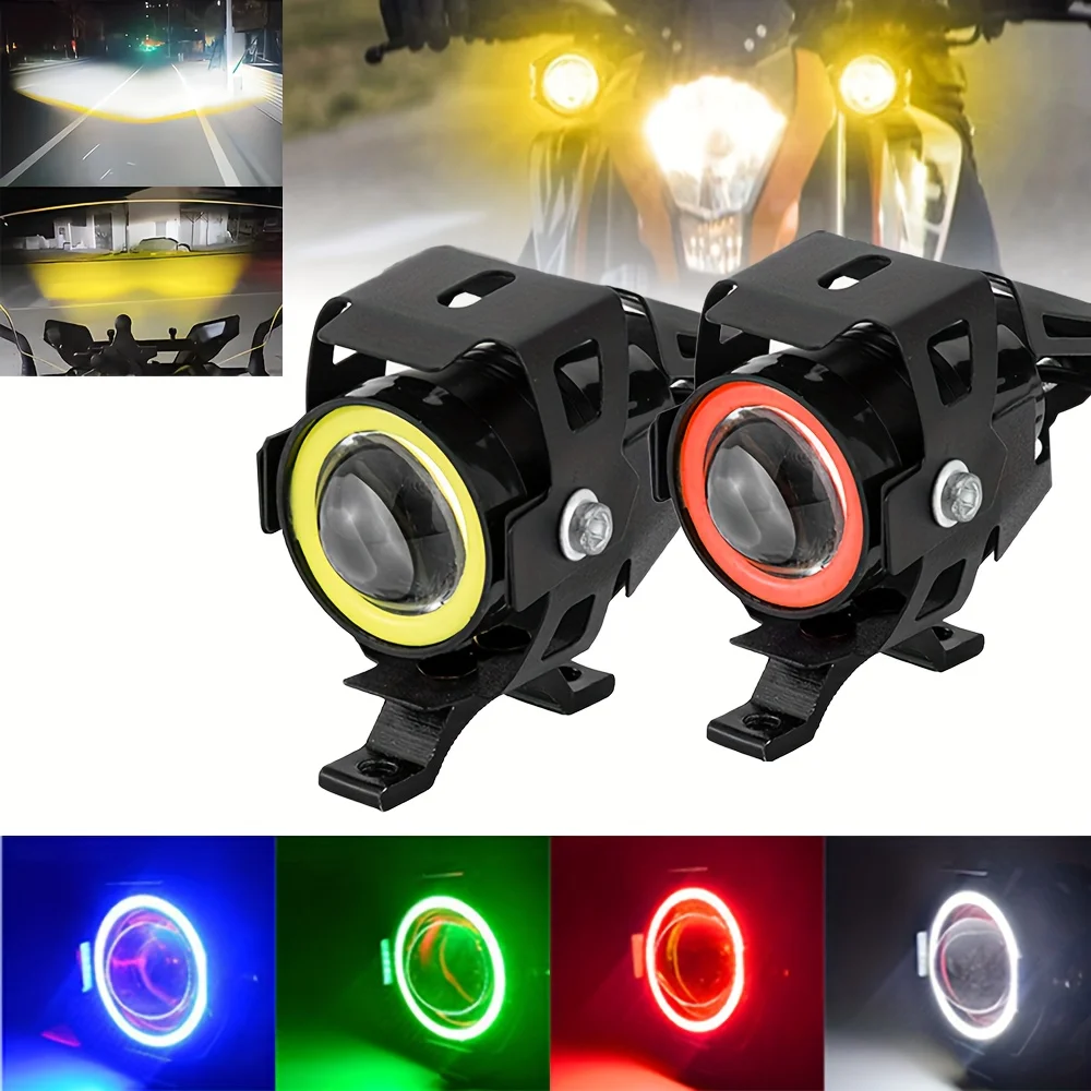 

LED Auxiliary Motorcycle Headlight Fog Lights Universal Angel Eyes U7 Mini Motorcycle Spotlights Bicycle Lamp Accessories