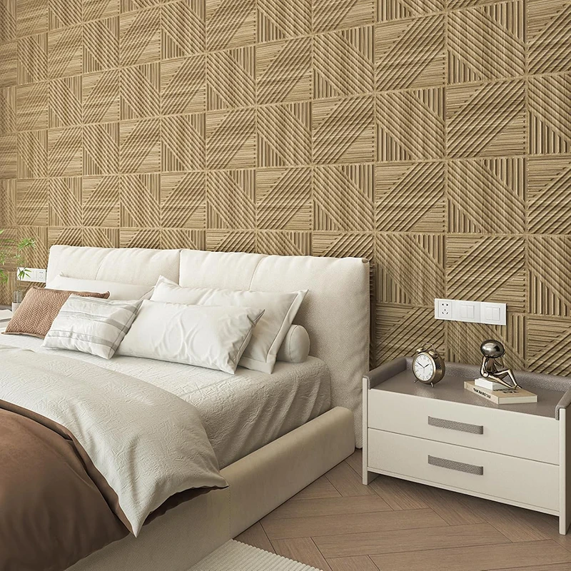 (pack of 12) 30x30cm Wood grain Decorative 3D textured wall panel diamond design 3D wall sticker wallpaper decor living room