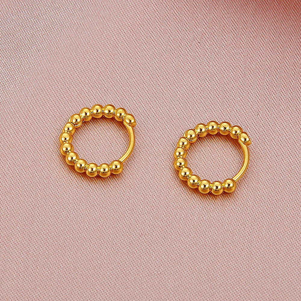 Vintage Korean Fashion Round Bead Stud Earrings For Women Jewelry 2023 Trending New Golden Silver Color Circle Women's Earrings