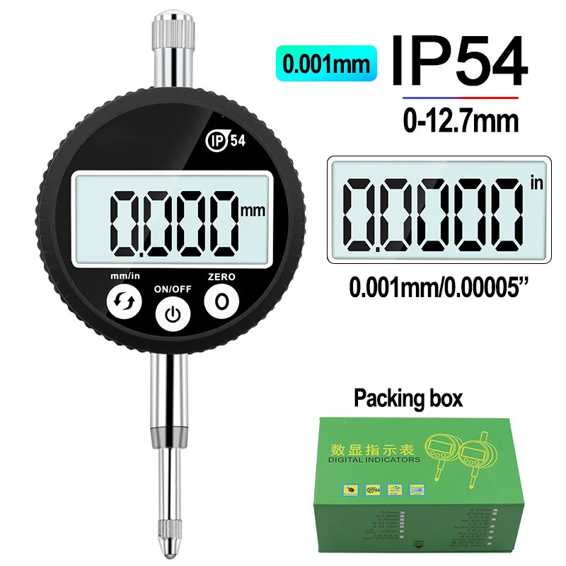 IP54 wodoodporny miernik zakresu 0-12.7mm wskaźnik tarcza z cyframi precyzyjnego narzędzia 0.01mm/0.001mm wskaźnik wybierania