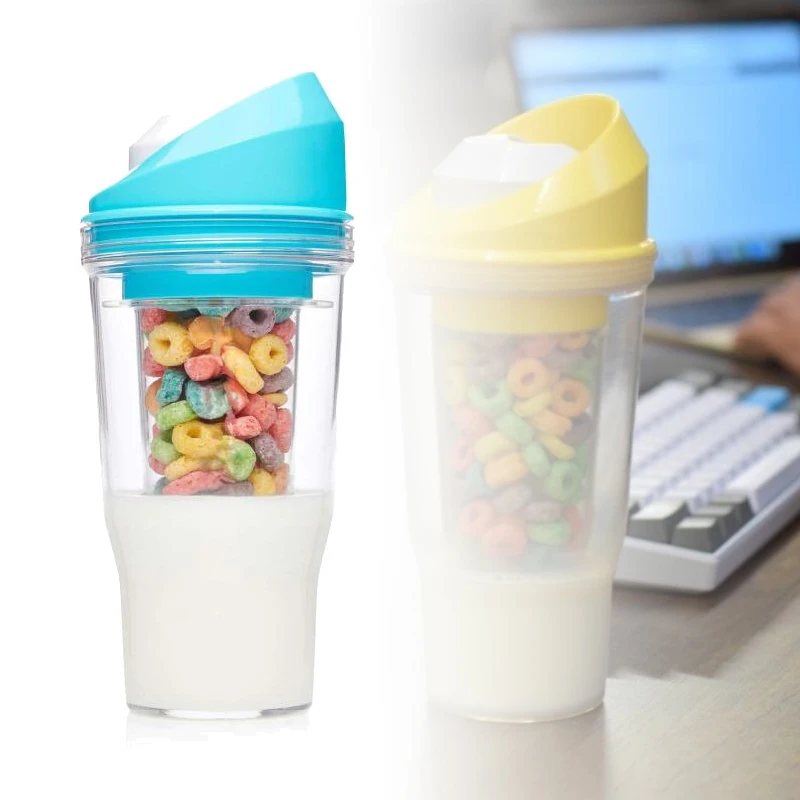Taza de agua para desayuno de doble capa, separador de leche y cereales, portátil, a prueba de fugas, uso en frío y caliente, Ideal para trabajadores de oficina y estudiantes