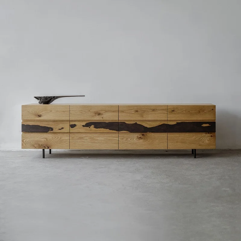 Long cabinet TV cabinet Multi-chest cabinet Nordic modern minimalist wabi-sabi combination New Chinese solid wood casual