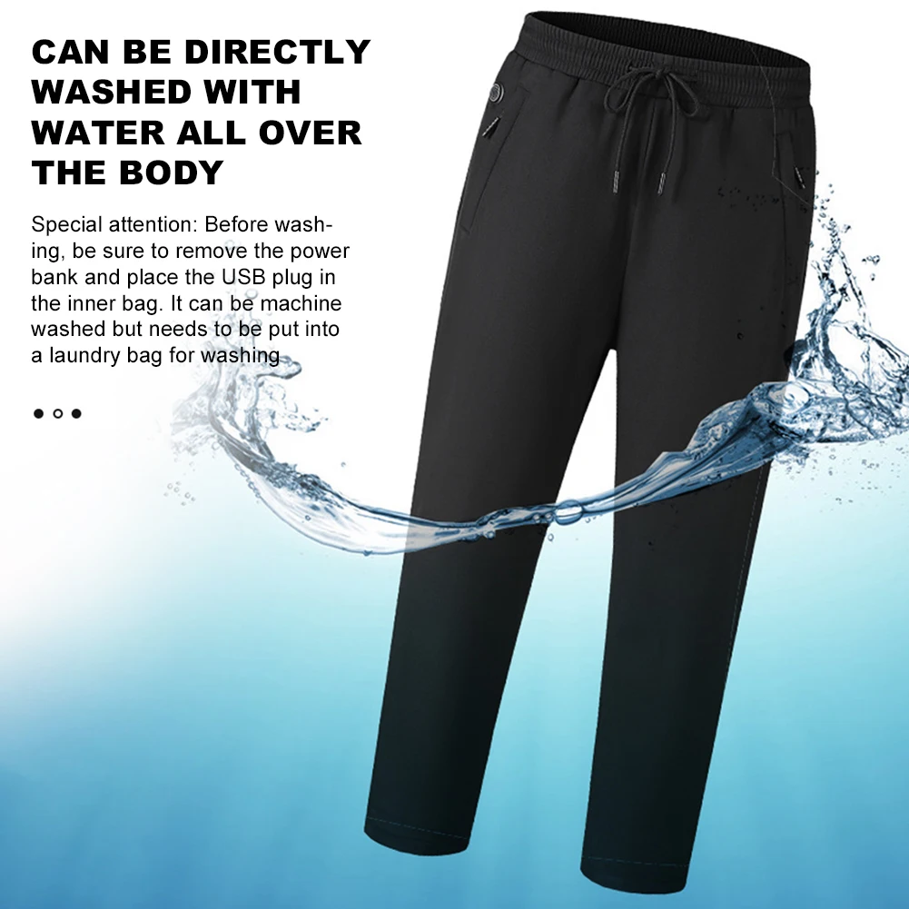 Heated Pants for Men Women Elastic Waist USB 5V Thermal Pants 12 Heating Zone 3 Temperature Mode for Skiing Fishing Motorcycle