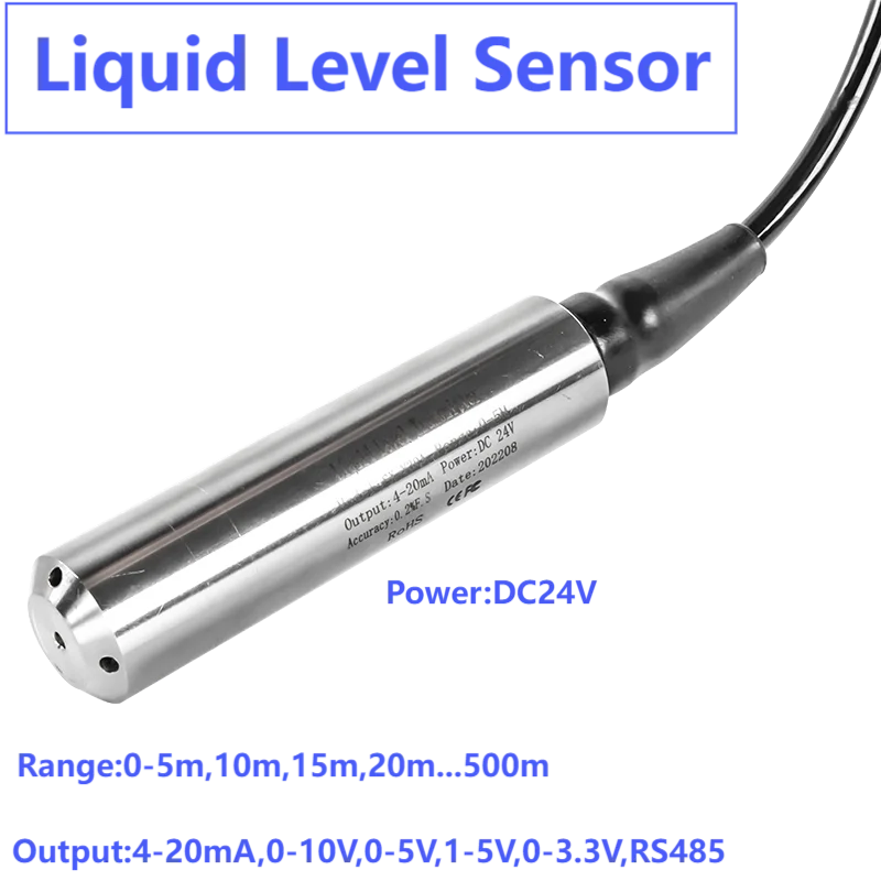 Transmissor Nivelado Hidrostático Submergível do Sensor Medidor do Transdutor dos Líquidos do Tanque de Água 010v 420ma Output Dc1236v 5m 10m 15v o