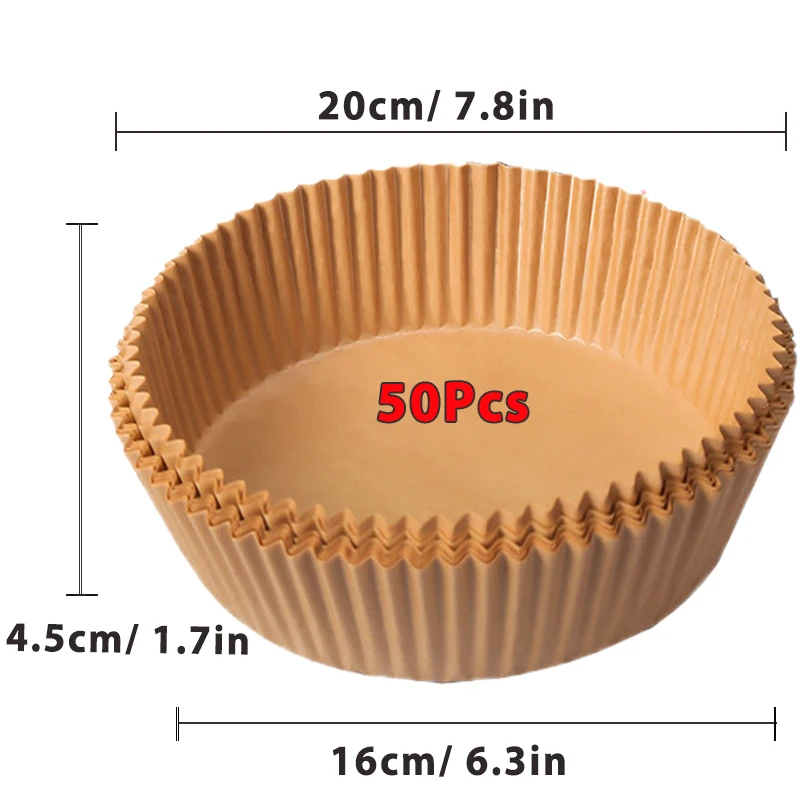 50/100 Stuks Air Friteuse Wegwerp Papier Non-stick Airfryer Bakpapier Ronde Air-Fryer Papieren Liners Papier keuken Accessoires