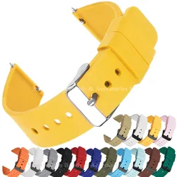 Silicone Watch Bands 12/14/16/18/20/22/24mm Soft Quick Release Rubber Wrist Strap for Samsung Galaxy for Garmin for Huawei Watch