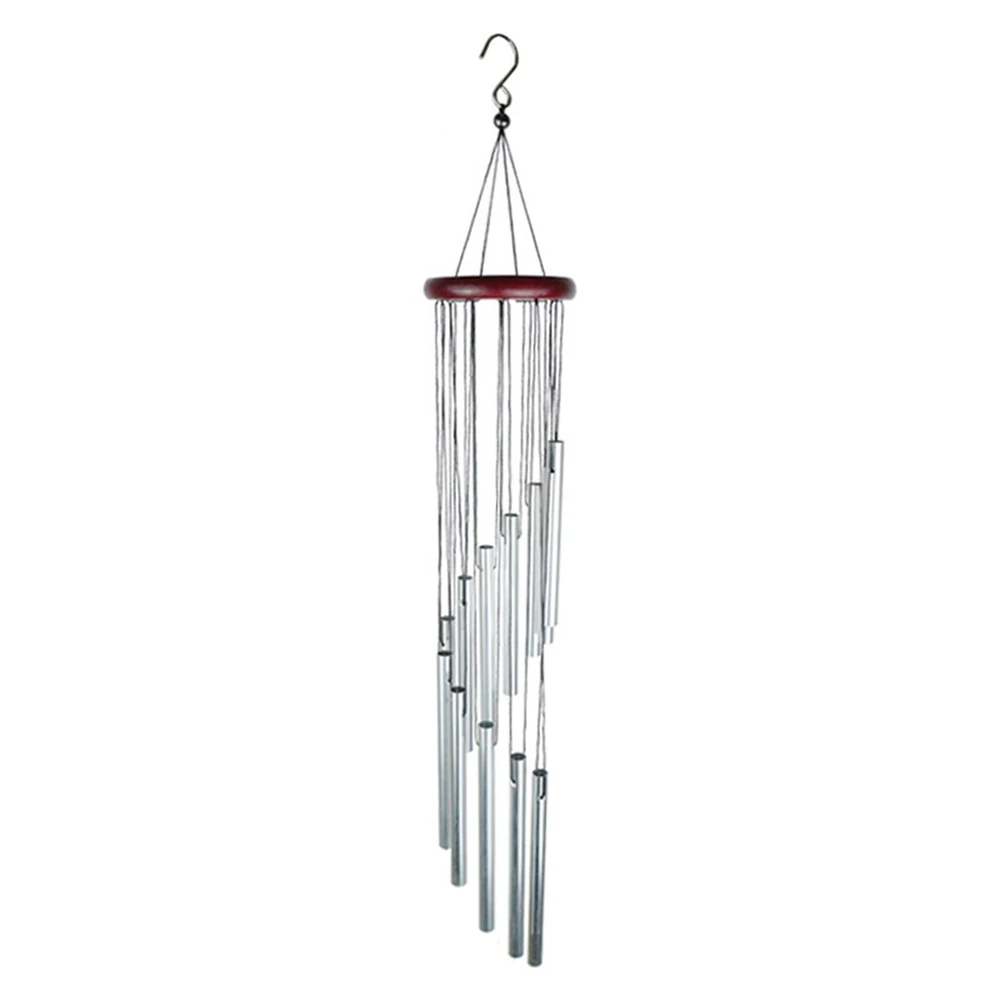 1Piece 12-Tube Aluminum Alloy Wind Chimes Set with Hook Gold/Silver Bells Outdoor Home Wedding Party Memorial Decoration Gifts