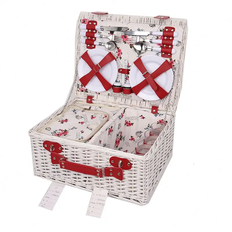 

Discount Luxury Wicker Picnic Basket Hamper For 4 Persons