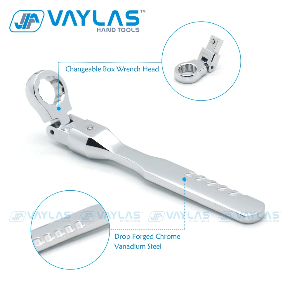 VAYLAS 9Pcs Offset Box End Wrench Set Key Set Tool Changeable Head Mini Wrench Spanner