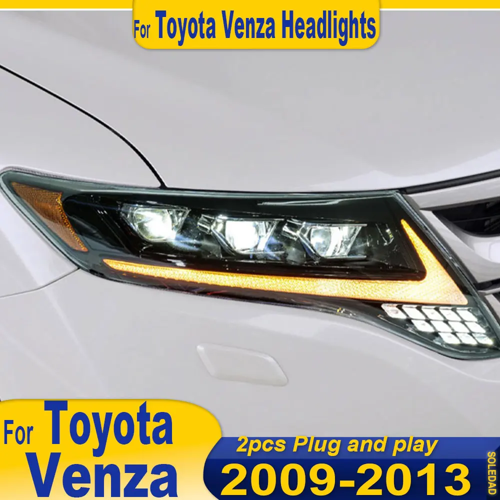 

Светодиодные фары для Toyota Venza 2009-2013, гибридные, с ДХО, поворотниками, дальним светом и проектором «Ангельские глазки»