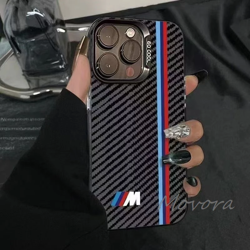 For iPhone 17 16e 16 15 14 13 12 11 Pro Max X XR XSMAX 8 7 Air Plus For BMW-M Logo Phone Case Carbon Fiber Texture Cover Sticker - view 5