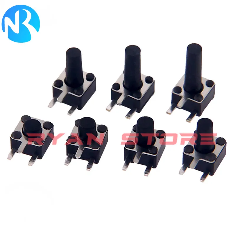 100PCS 4.5X4.5 Micro Switch 4.5*4.5 3P Button Momentary Tactile Tact Push Side 3Pin DIP 4.5X4.5X3.8/4.3/4.5/4.8/5/6/7/8/9/10MM