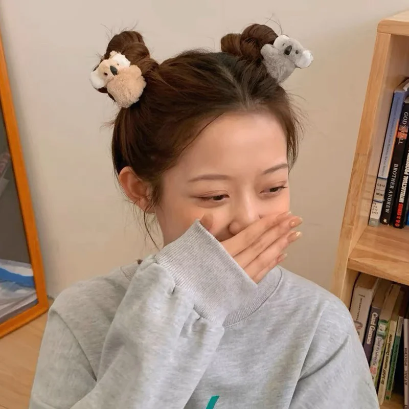 Pinzas para el pelo de oso Koala de felpa para niña, horquillas para el pelo, pinzas para el pelo de animales bonitos, accesorios para la cabeza,