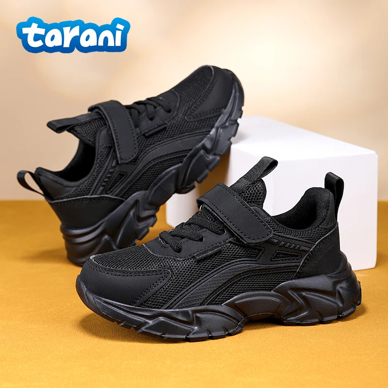 أحذية رياضية كاجوال سوداء للأطفال قابلة للتنفس، أحذية رياضية خفيفة الوزن للجري للأولاد والبنات، نعل غير قابل للانزلاق لعمر 5-12 سنة #6