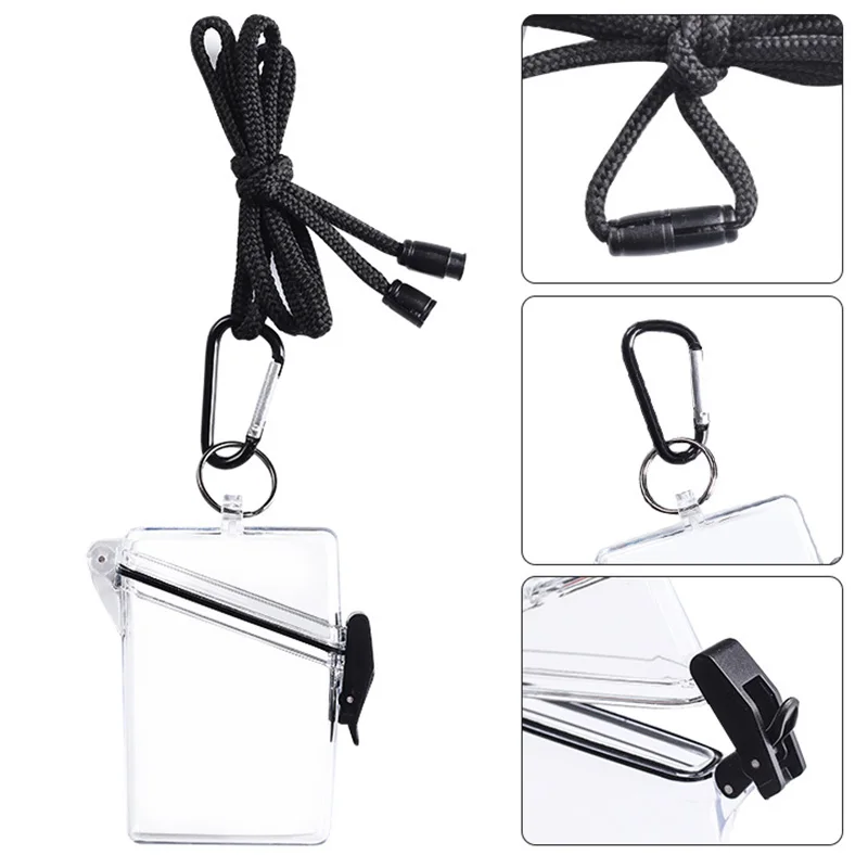 3 Inch Transparent Storage Box Photocard Holder With Rope Waterproof Card Case Outdoor Square Dustproof Box Photo Storage Box