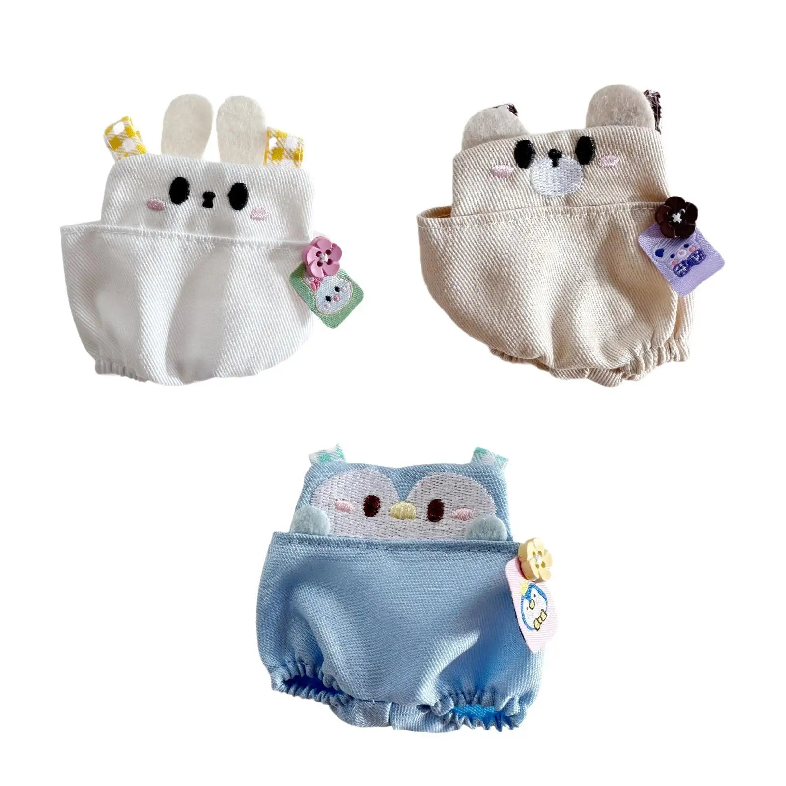 Pantalon à bretelles pour poupée en peluche, vêtements pour poupée de 15cm/5.91 pouces, cadeau pour petites filles