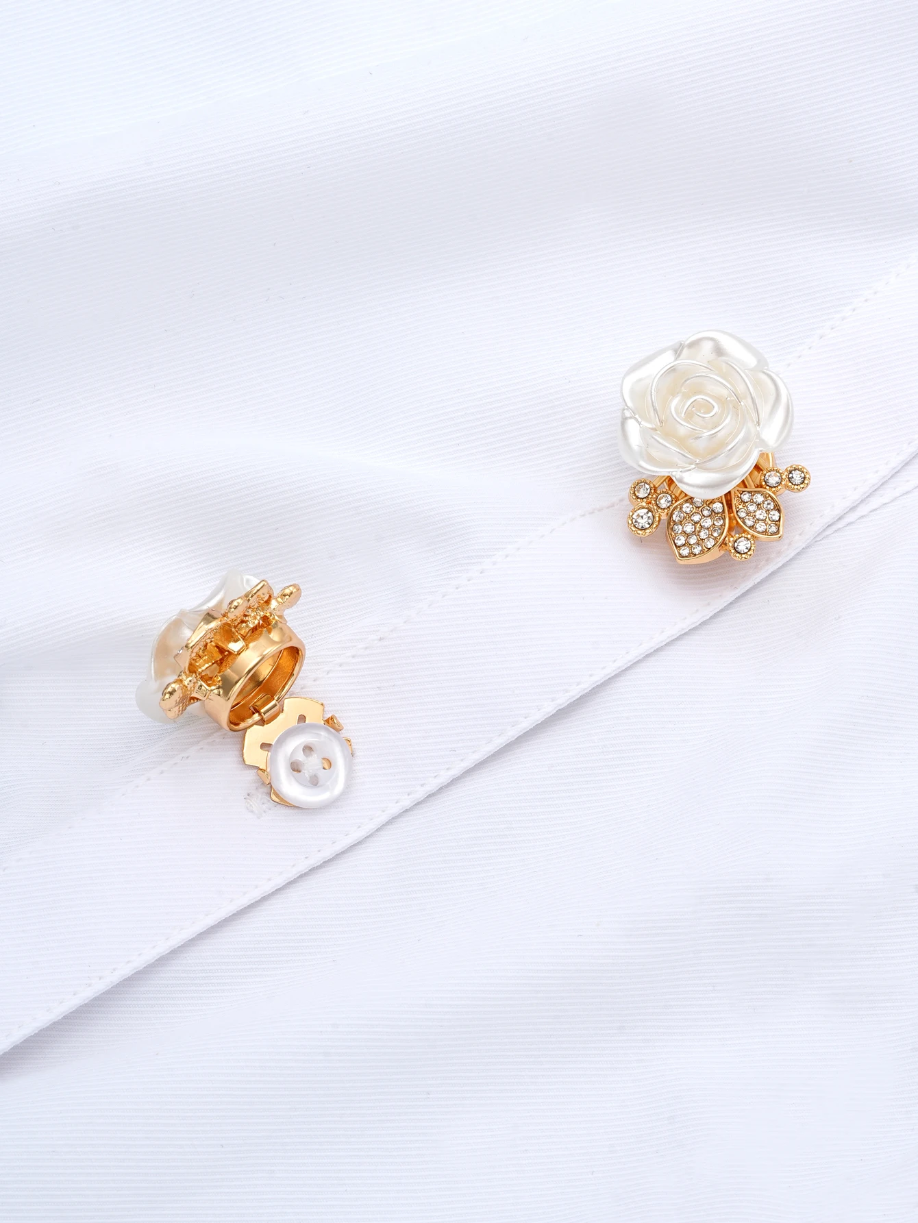 1/2/4 Rose Gold Metal Clip Buttons Set for Suit Shirt Coat Etc. Elegant Diamond Embellished Clothing Accessories