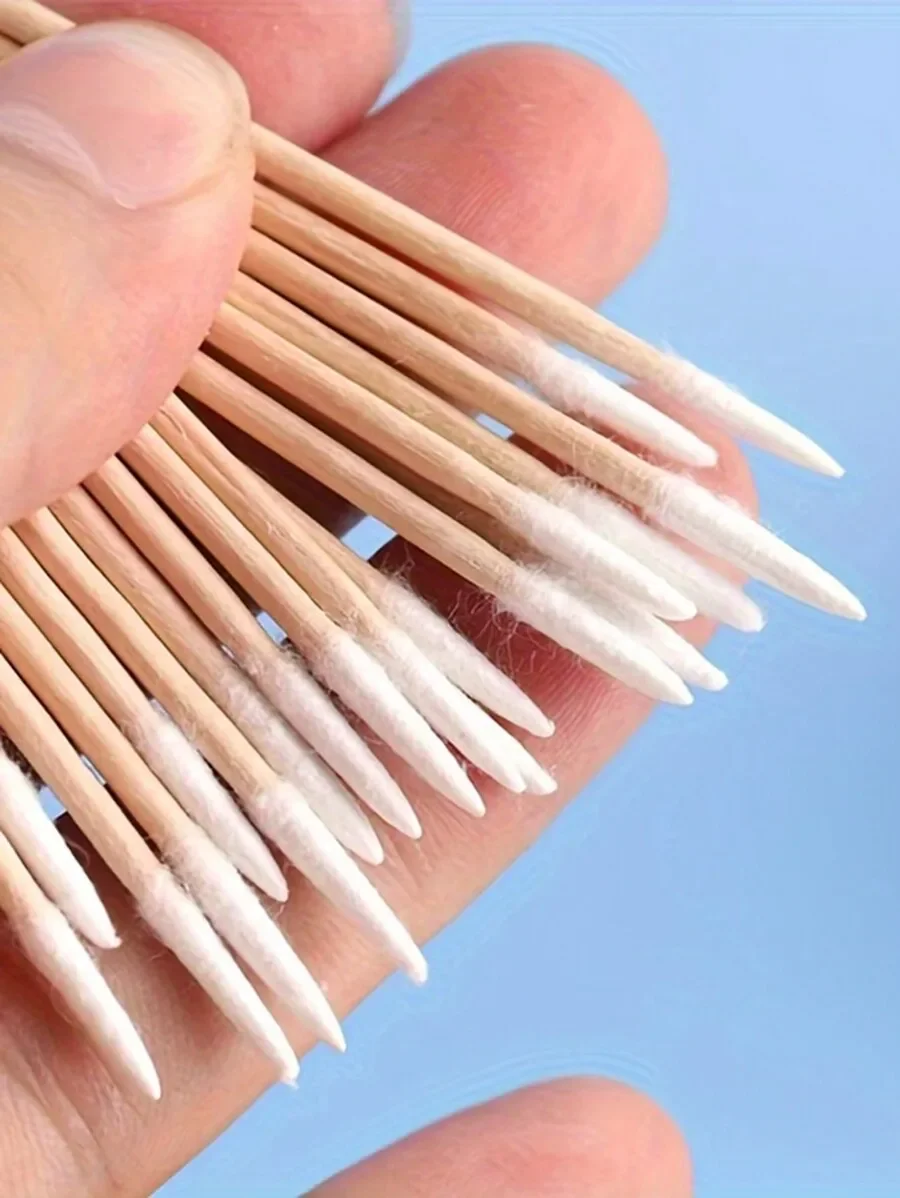 

100pcs Ultra-Fine Disposable Nail Cleaning Sticks With Sharp Tip For Precision - Pack Of Small-Tip Wooden Toothpick-Style