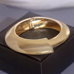 2024 Unique Design Metal Cuff Bracelets & Bangles for Women Gold Color Geometric Smooth Chunky Width Bangles Punk Jewelry Gifts