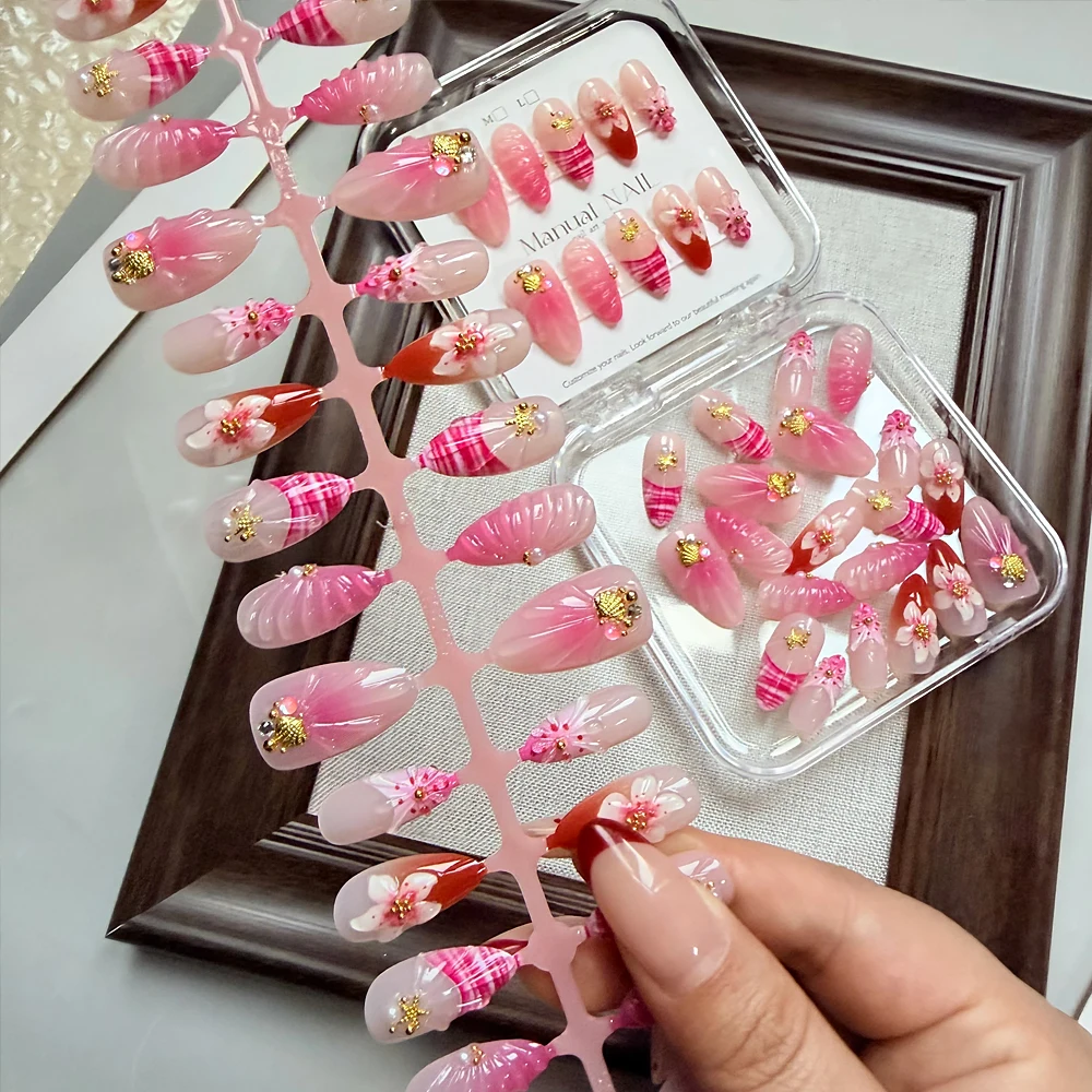 10/30個入り ピンクオンブレ 3Dフラワー プレスオンネ - Pressed Flower Art のレビューと価格