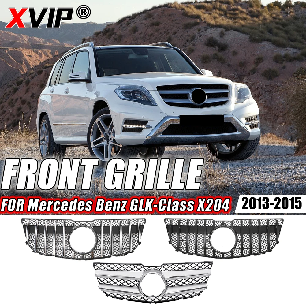 

XVIP Diamonds Style Bumper Grille For Mercedes Benz GLK-Class X204 GLK250 GLK300 GLK350 2013-2015 Chrome GTR Style Upper Grilles