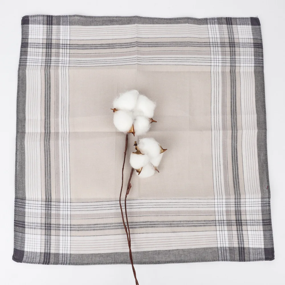 Pañuelo de algodón puro para hombre, pañuelo a cuadros clásico para ancianos, 40cm, absorción del sudor, sensación cómoda y suave, 6 uds.