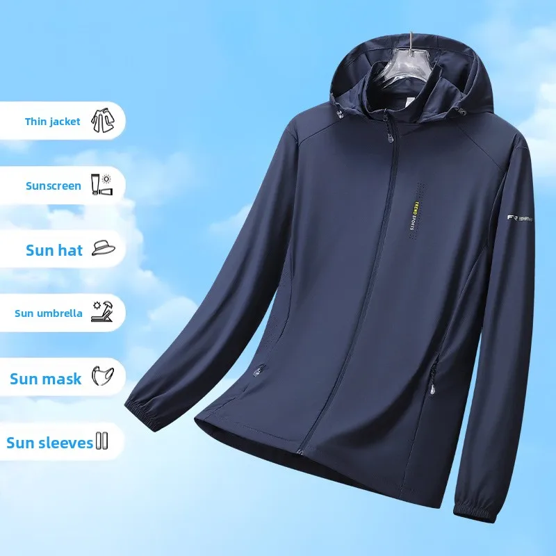 

High-quality Summer Outdoor Sunscreen Clothing Men's Summer Lightweight Breathable Ice Silk Sun Protection Clothing Hooded
