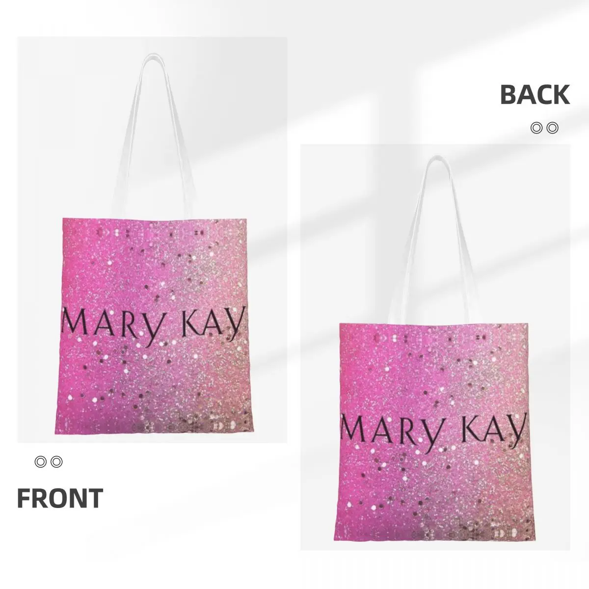 메리 케이 쇼핑백 여성용 캔버스 토트백 재사용 가능한 소녀용 숄더 토트 여행 핸드백