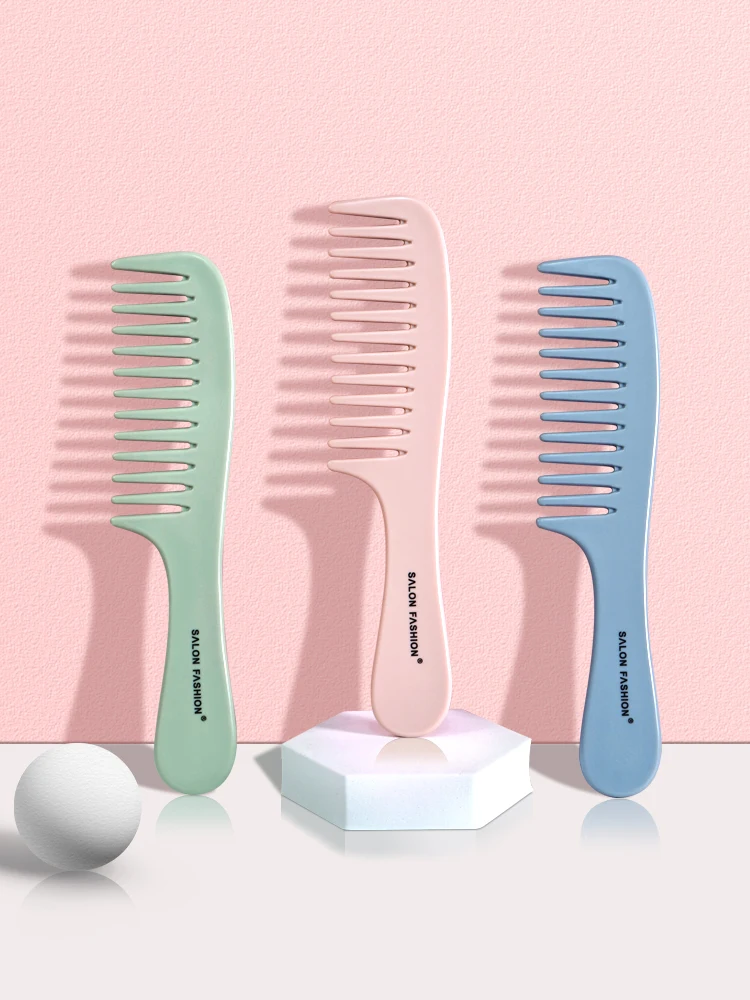 Handheld Hairbrush Wide Tooth Comb Plastic Flat Comb Hair Scalp Massage Smoothing Comb Detangle Hairdressing Comb Styling Tool